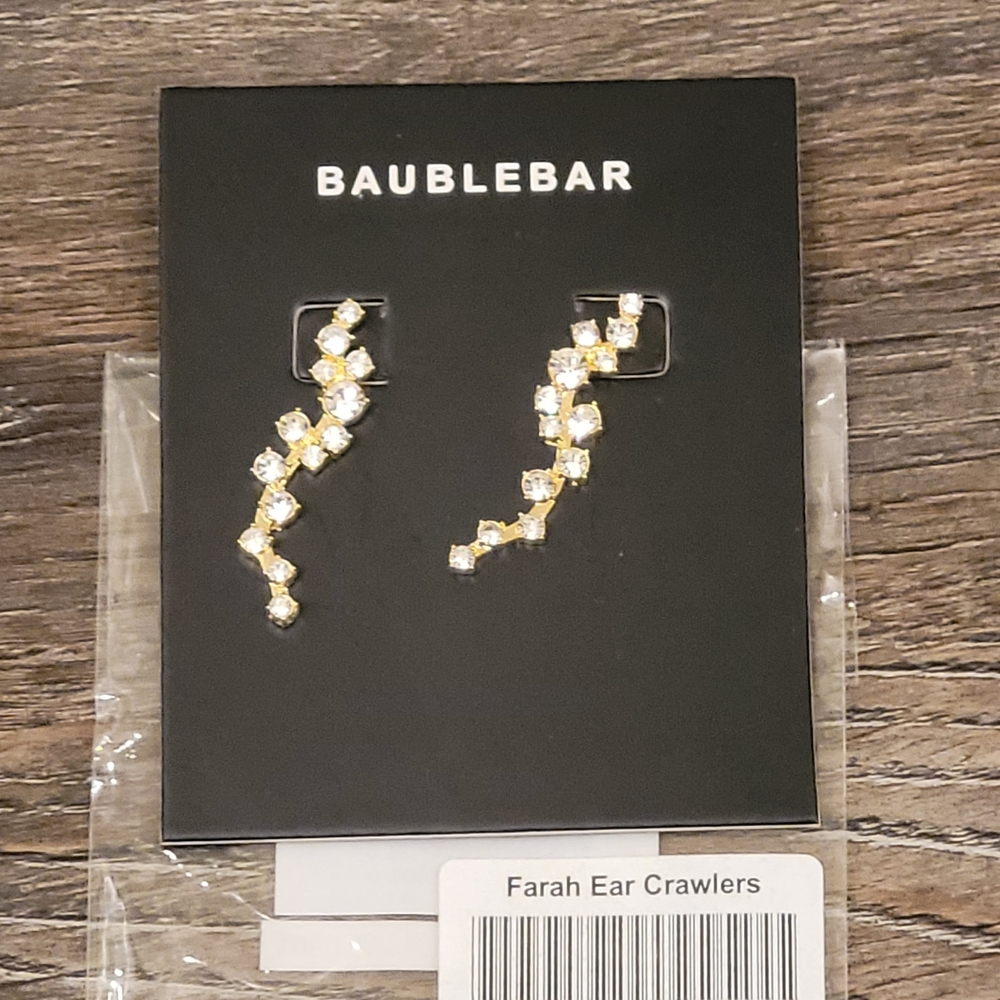 BaubleBar Gold and Silver Zigzag Climber Earrings